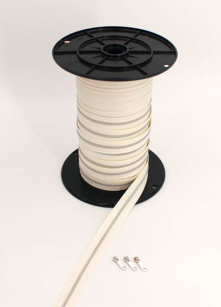 Endlosreißverschluss metallisiert schmal naturweiß/silber (1m)